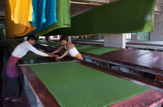 many of our cotton prints are done in traditional hand screen process.